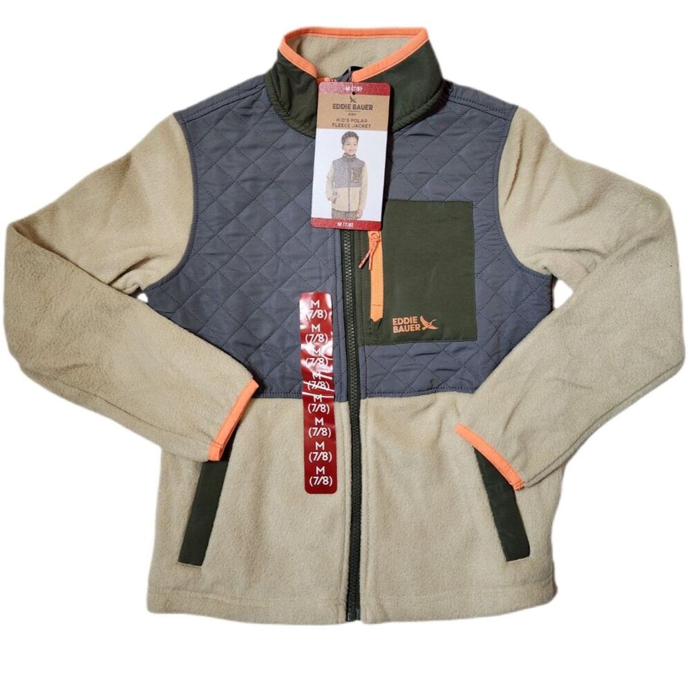 Eddie Bauer Kids Polar Fleece Jacket Medium 7/8 Natural NWT